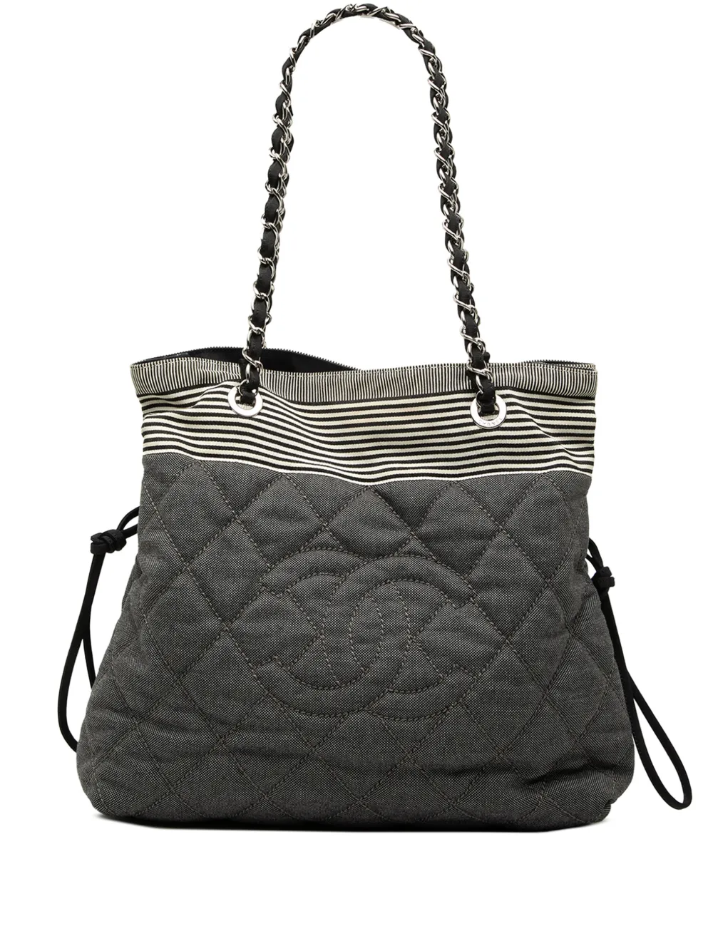 CHANEL Pre-Owned 2009-2010 CC Quilted Denim Bonbon tote bag - Grigio