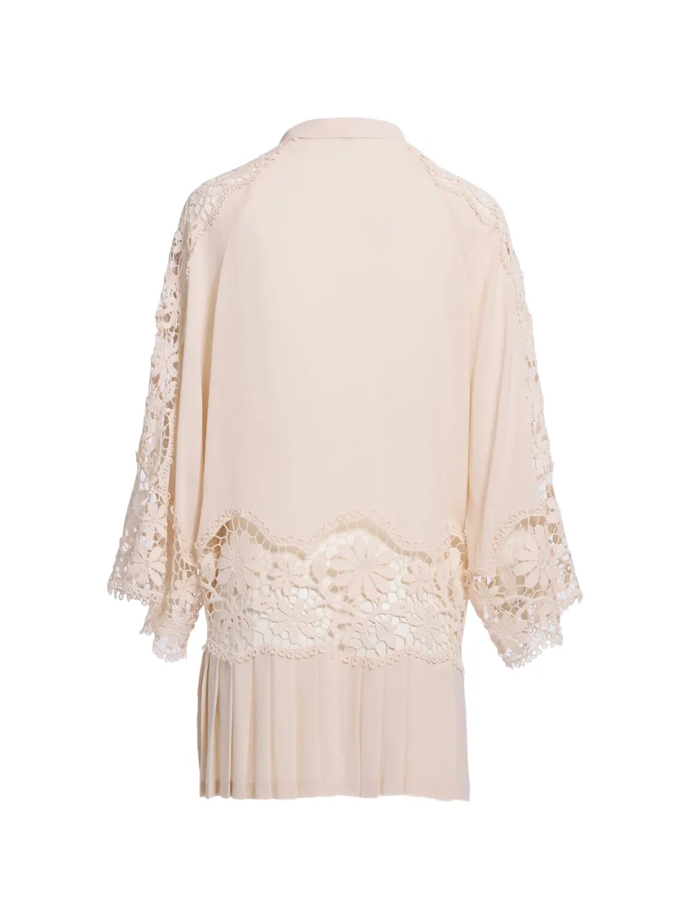 Elie Saab Geplooide mini-jurk met macramé afwerking Beige