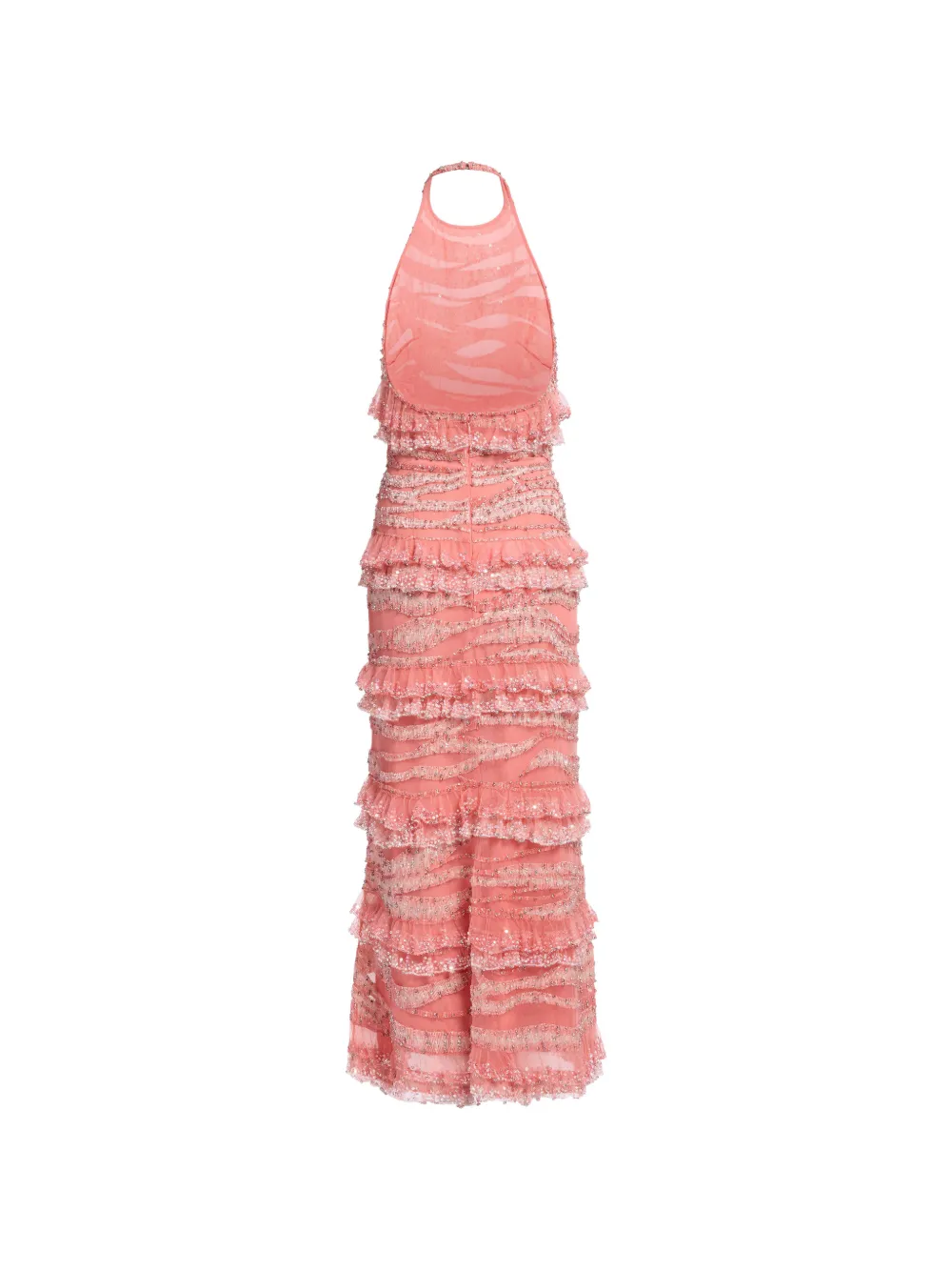 Elie Saab Maxi-jurk met geborduurde kralen en ruches Roze