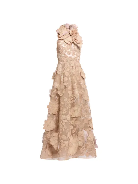 Elie Saab raffia-embroidered tulle maxi dress