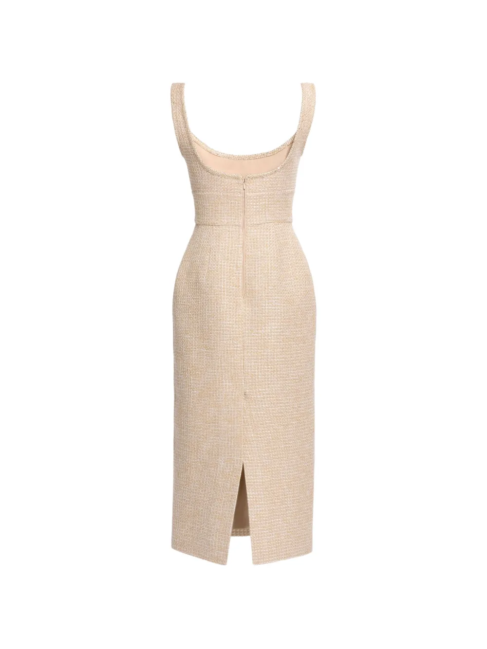 Elie Saab Bouclé midi-jurk met pythonprint Beige