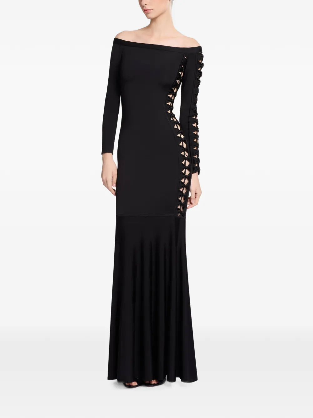 Elie Saab Off-shoulder jurk met strikdetail Zwart