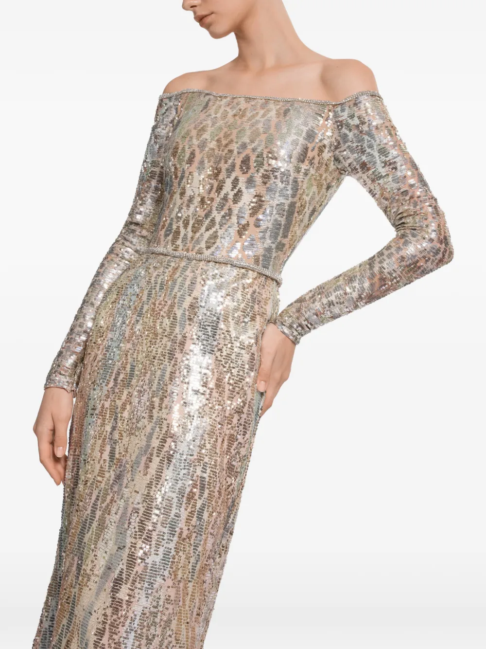Elie Saab Off-shoulder jurk Goud