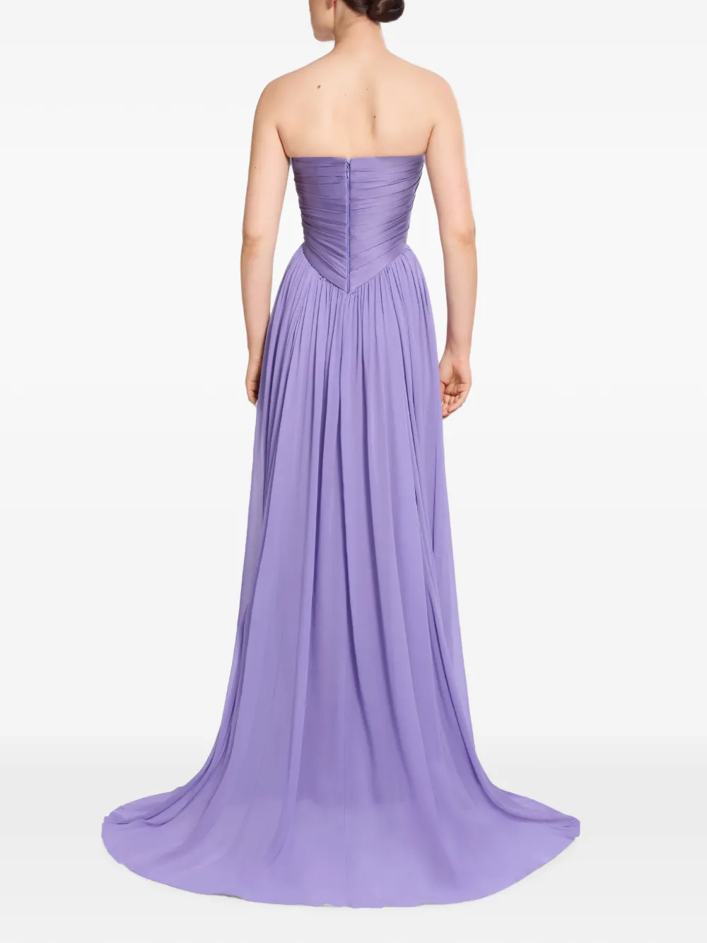 Elie Saab Strapless maxi-jurk met ruches Paars