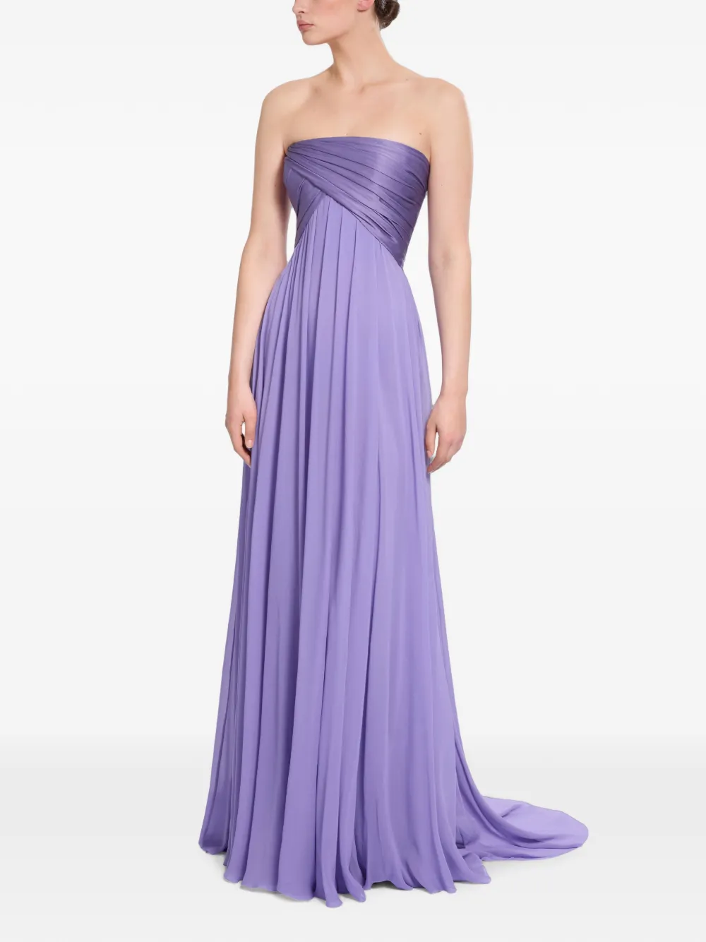 Elie Saab Strapless maxi-jurk met ruches Paars