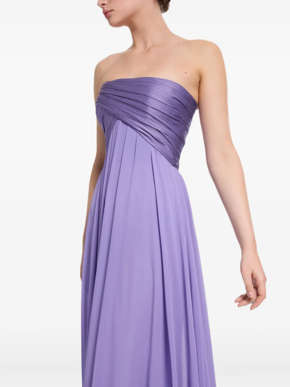 Elie Saab Strapless maxi-jurk met ruches Paars
