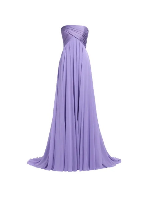 Elie Saab vestido largo strapless con diseño fruncido