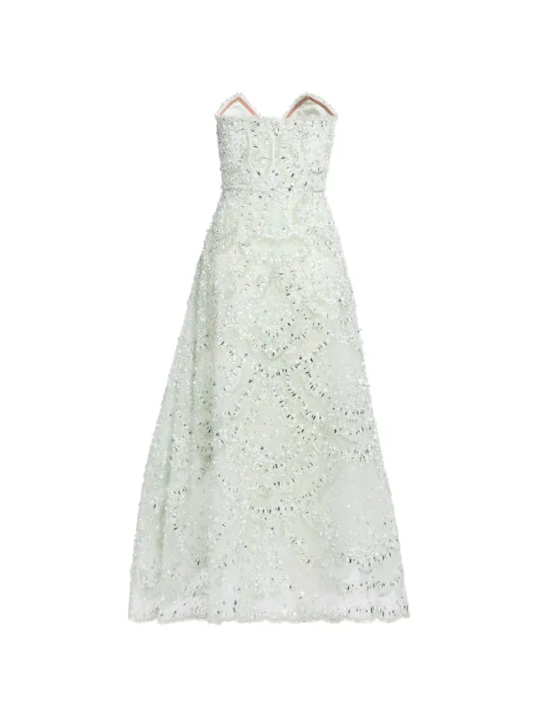 elie saab bead embroidered long dress bead-embroidered Strapless Maxi | Green Size:Petite XL Alaurbeauty Womens Summer Maxi 4/23/26