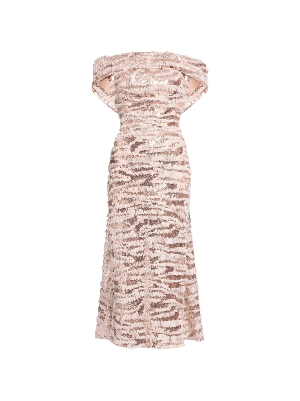 Elie Saab Gerüschtes Kleid mit Pailletten - Nude