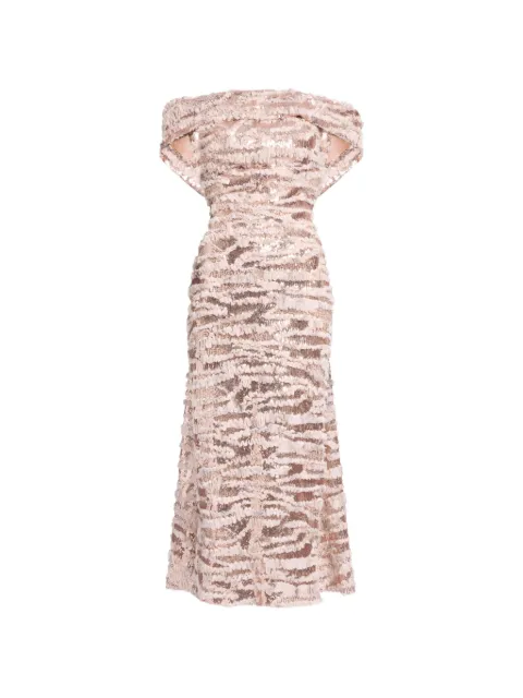 Elie Saab sequin-embellished ruffled midi dress