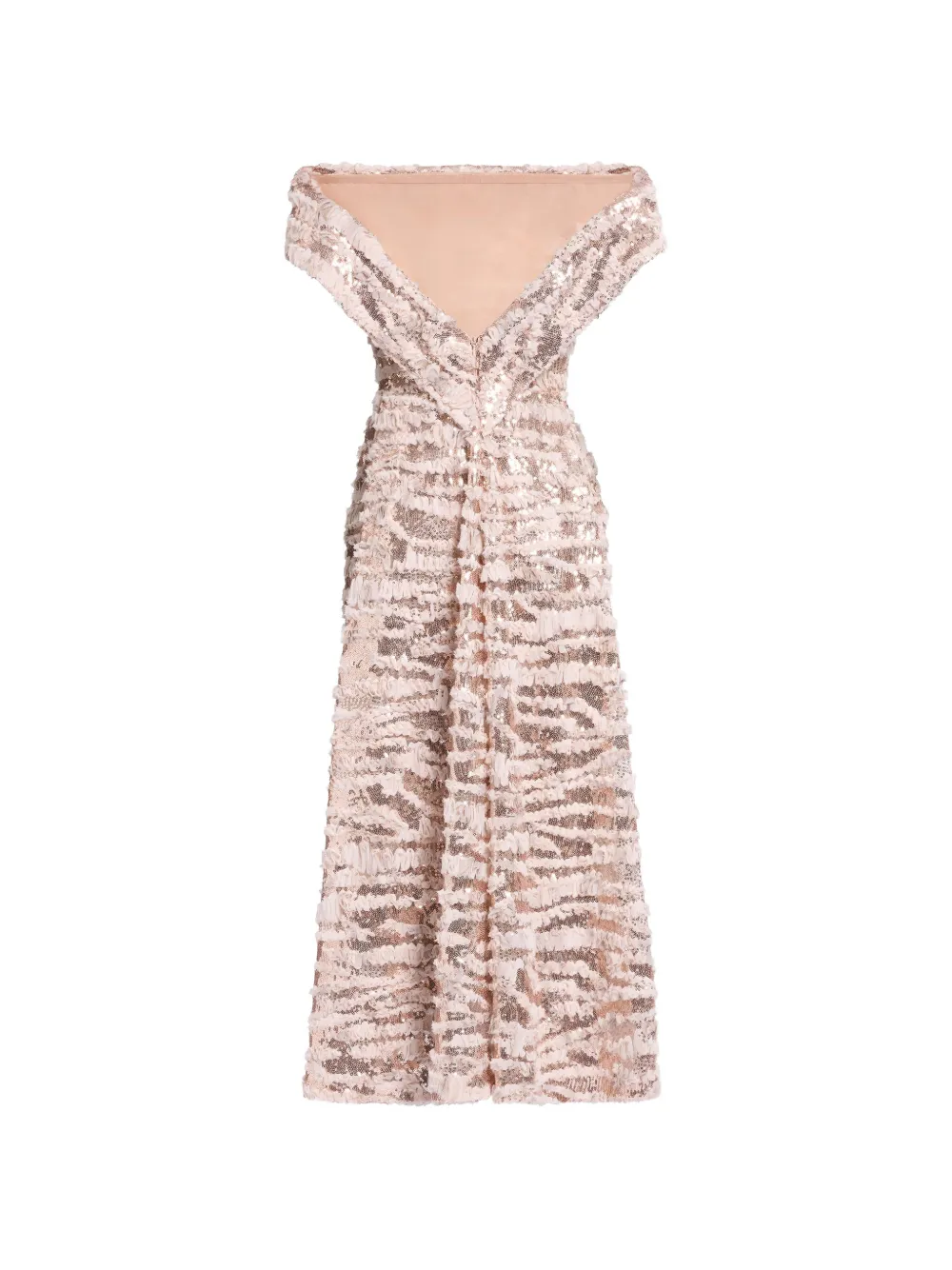 Elie Saab Midi-jurk verfraaid met pailletten en ruches Beige