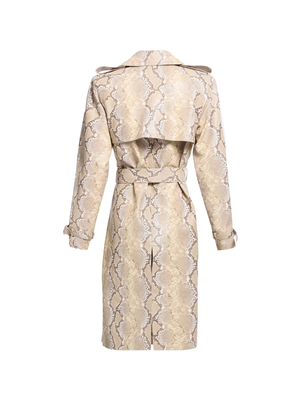 Elie Saab Trenchcoat met dubbele rij knopen en python-print Beige