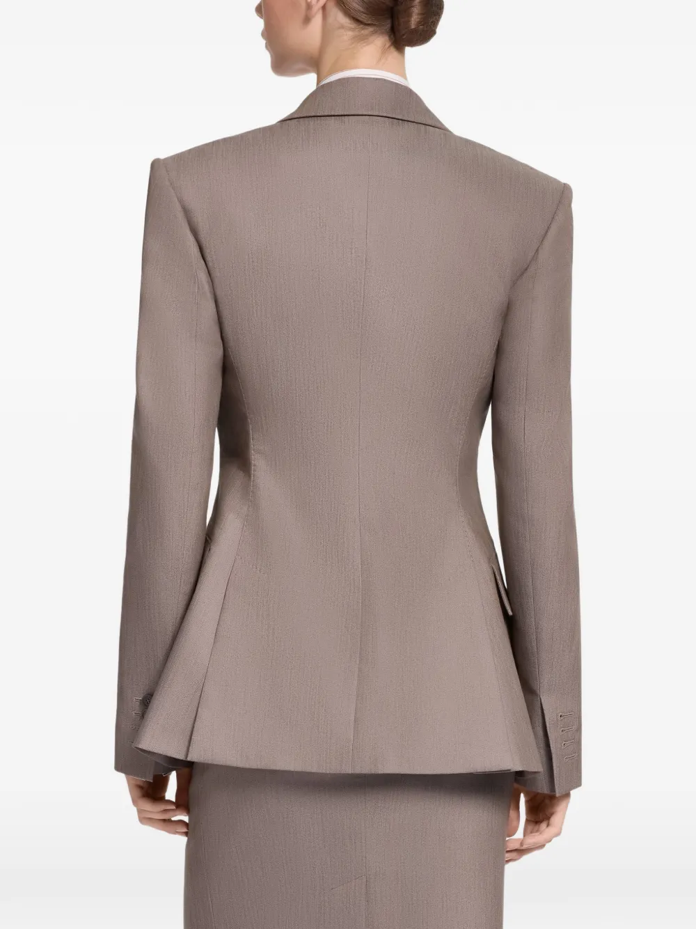Elie Saab Blazer met dubbele rij knopen en puntige revers Beige