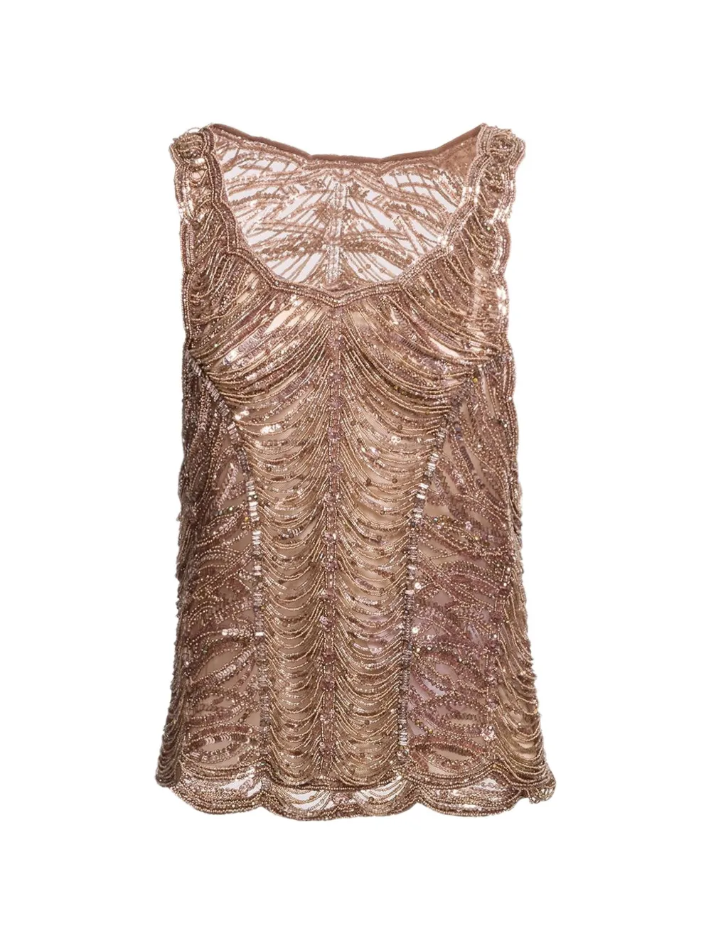 Elie Saab Canotta con ricamo - Marrone