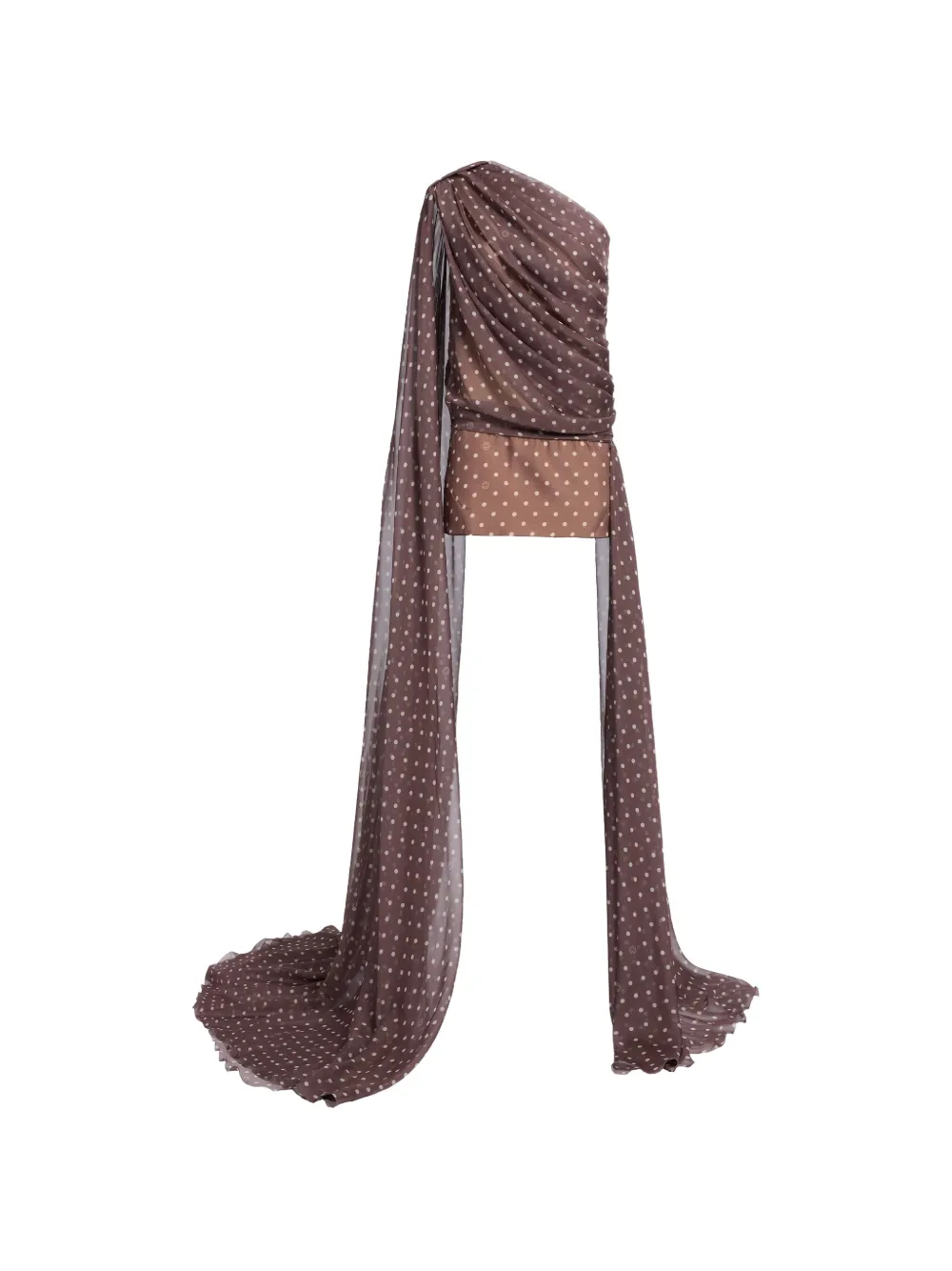 Elie Saab polka-dot draped mini dress - Brown