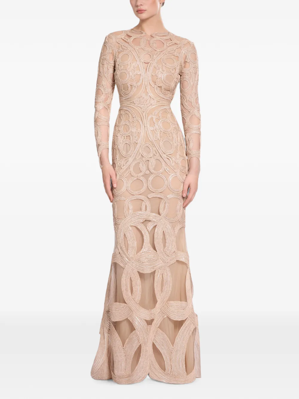 Elie Saab Maxi-jurk met pailletten Beige