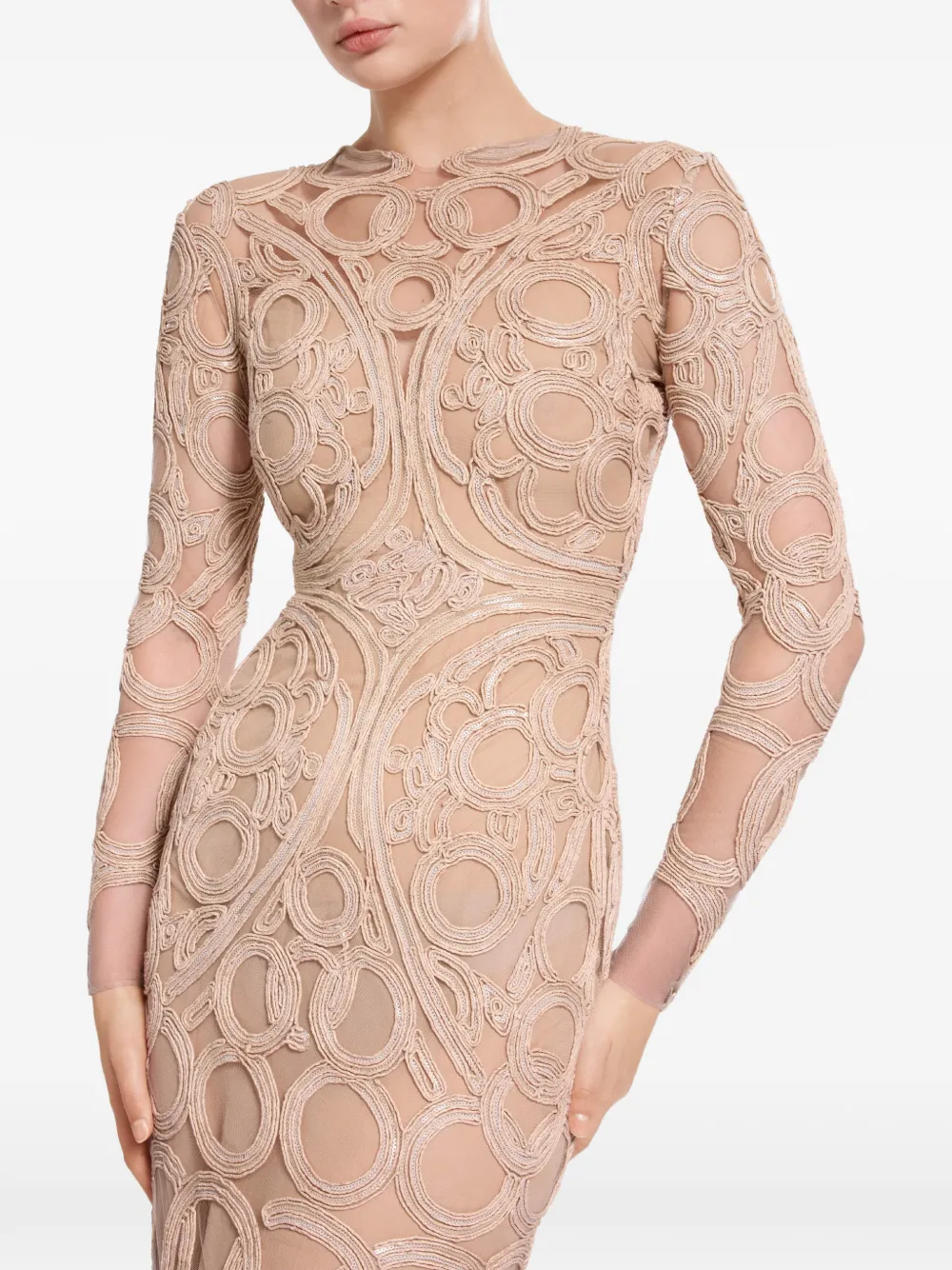 Elie Saab Maxi-jurk met pailletten Beige