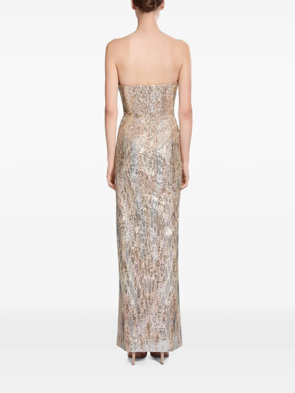 Elie Saab Strapless maxi-jurk met borduurwerk Goud