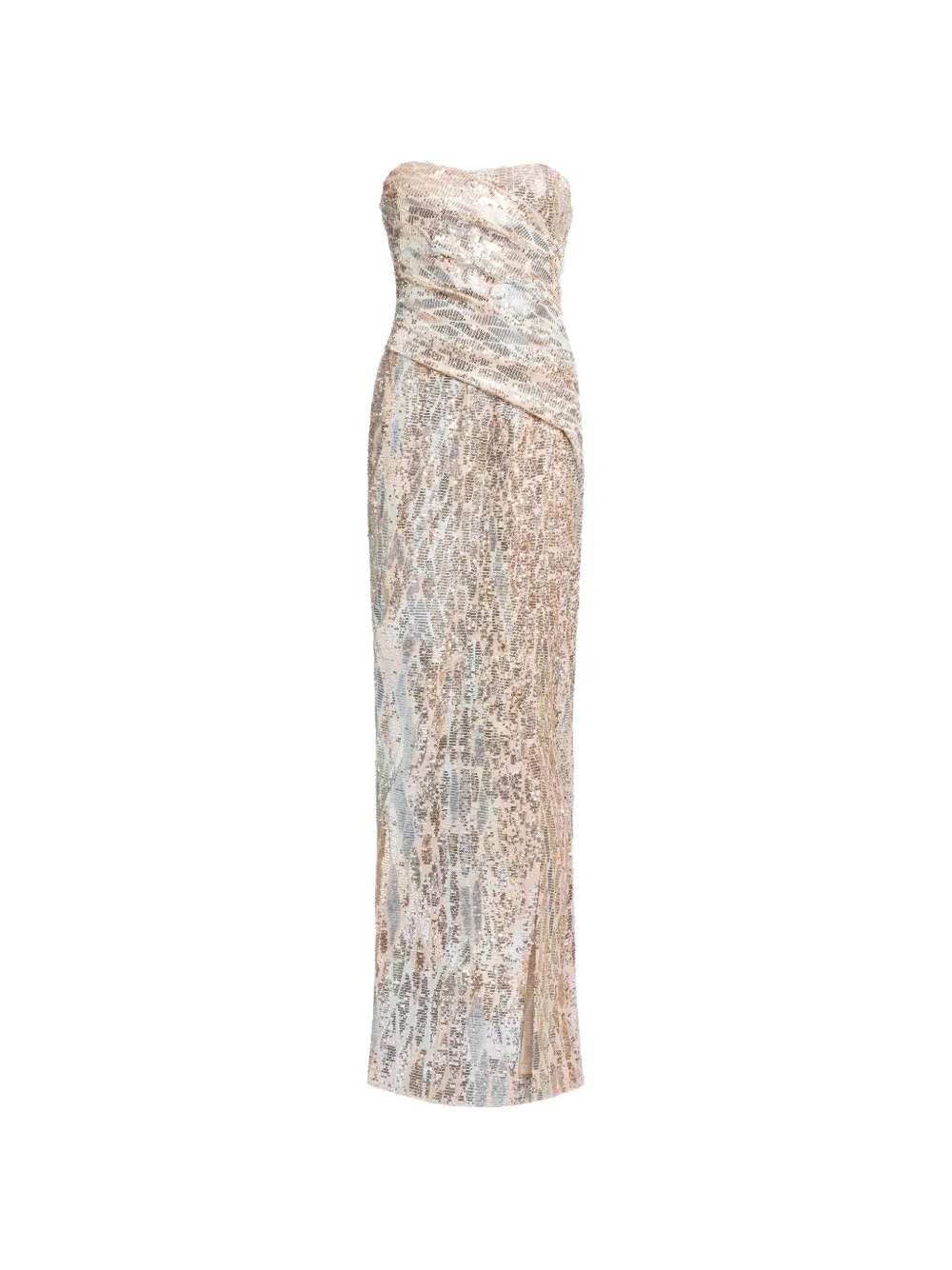 Elie Saab Schulterfreies Maxikleid mit Pailletten - Gold