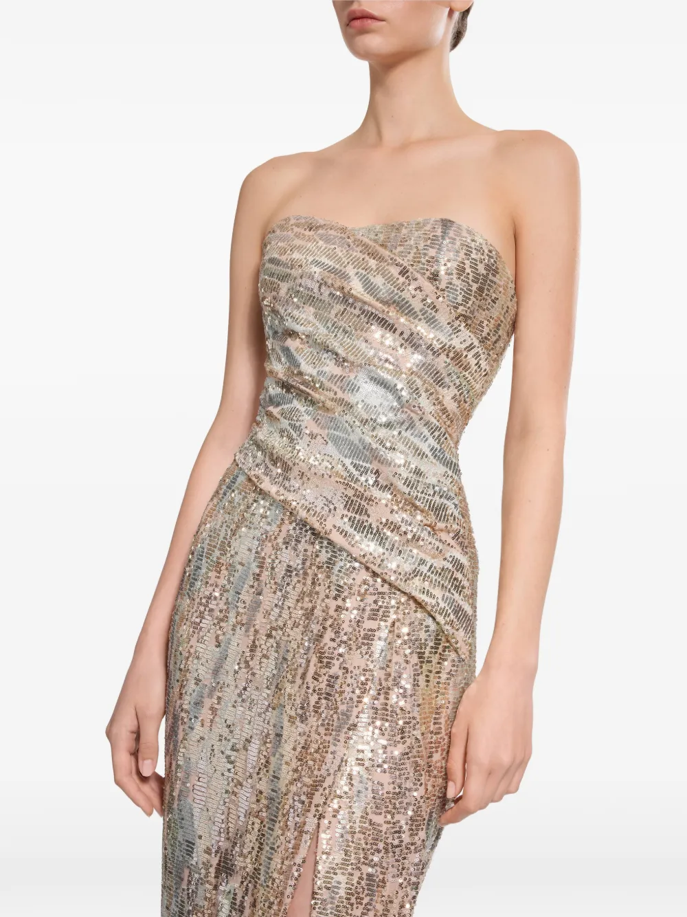 Elie Saab Strapless maxi-jurk met borduurwerk Goud