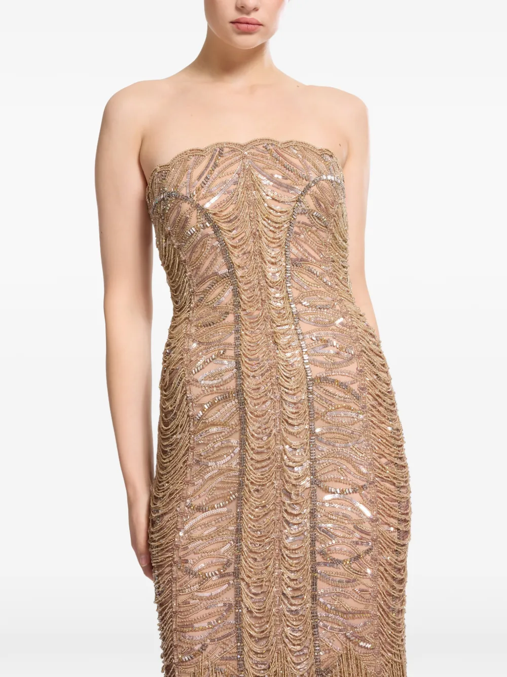 Elie Saab Maxi-jurk met geborduurde kralen Goud