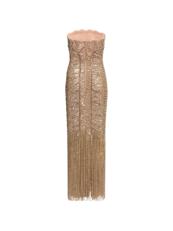 elie saab bead embroidered long dress bead-embroidered Fringed Maxi | Gold Sylviya Women's Casual Boho ProductID: 119940 SELECT AN OPTION: Single or Case:12 Packet Case - Single