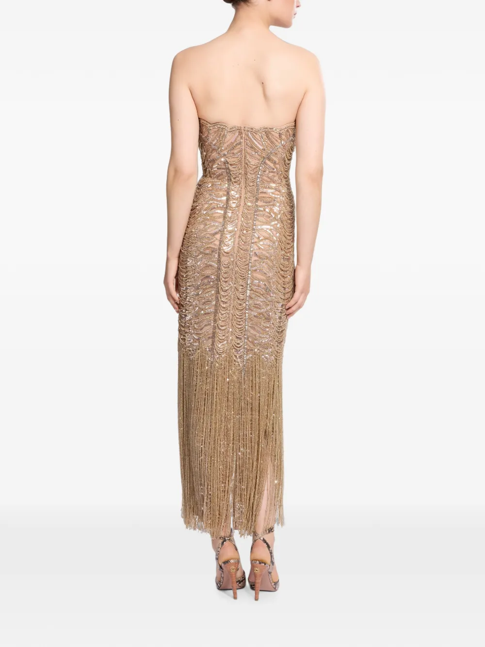 Elie Saab Maxi-jurk met geborduurde kralen Goud