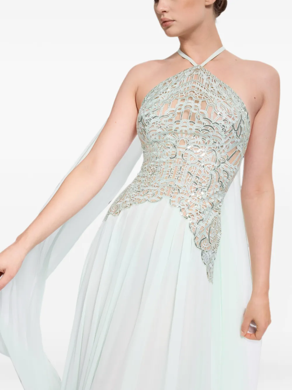 Elie Saab Maxi-jurk met halternek Groen