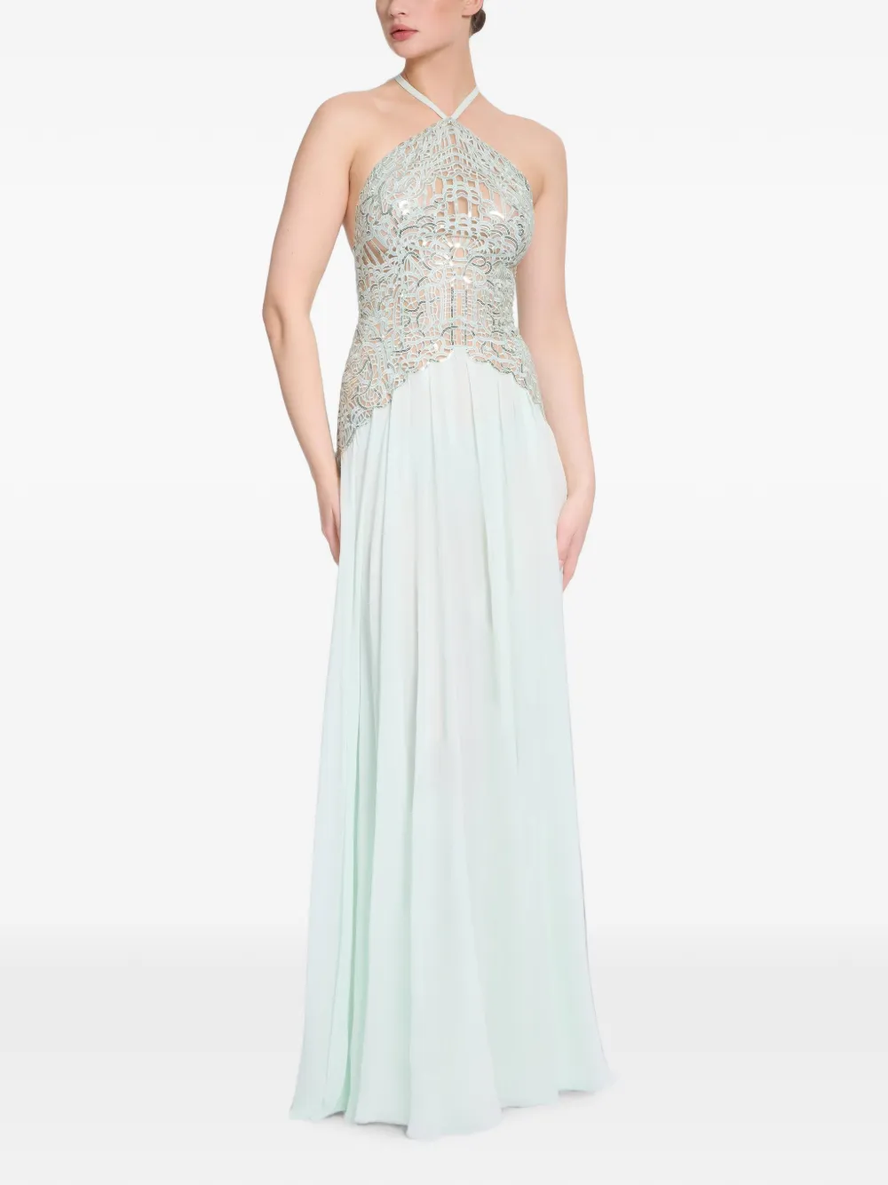 Elie Saab Maxi-jurk met halternek Groen