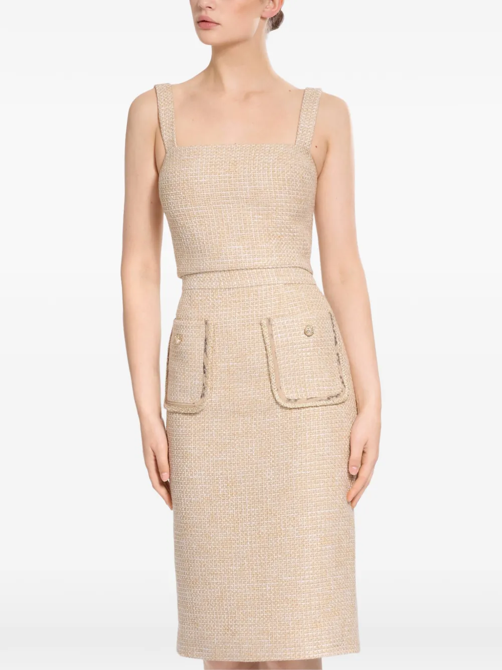 Elie Saab Tweed cropped top Beige
