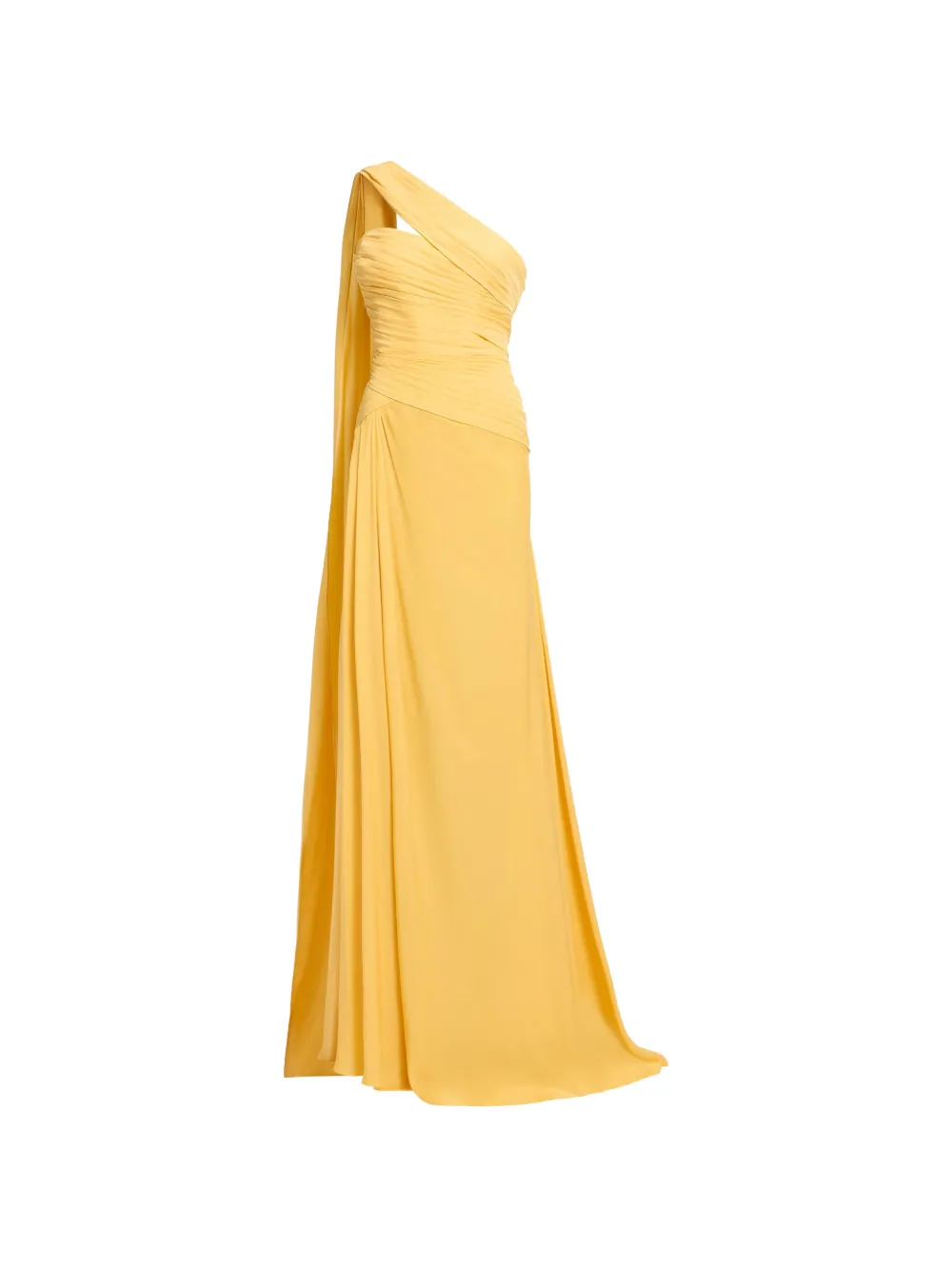 Elie Saab one-shoulder draped silk maxi dress - Yellow