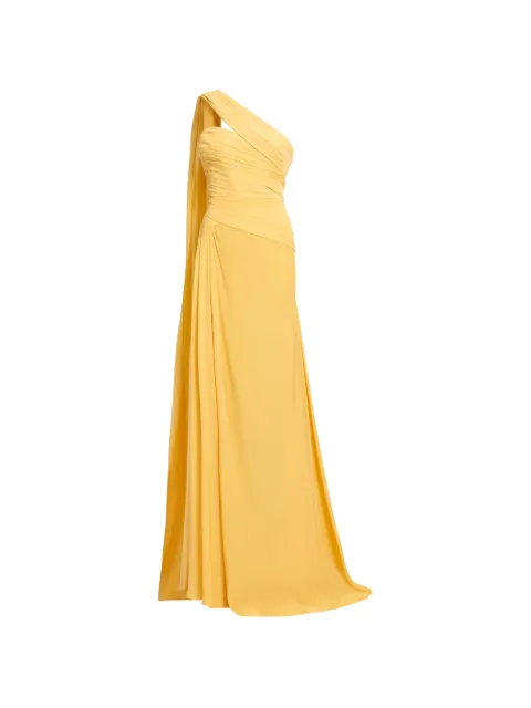 Elie Saab one-shoulder draped silk maxi dress