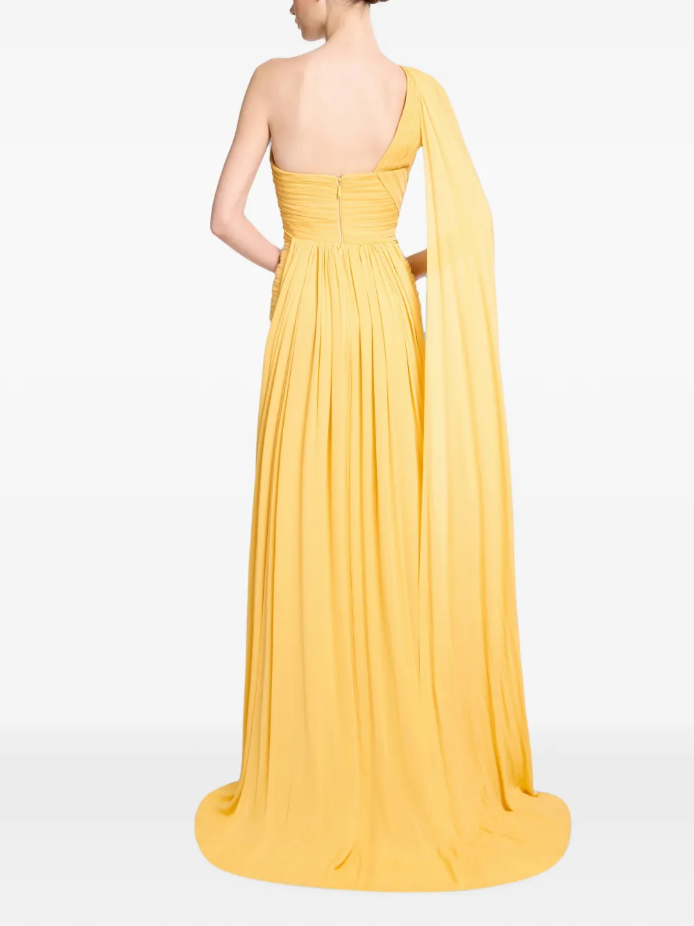 Elie Saab Gedrapeerde zijden jurk Geel
