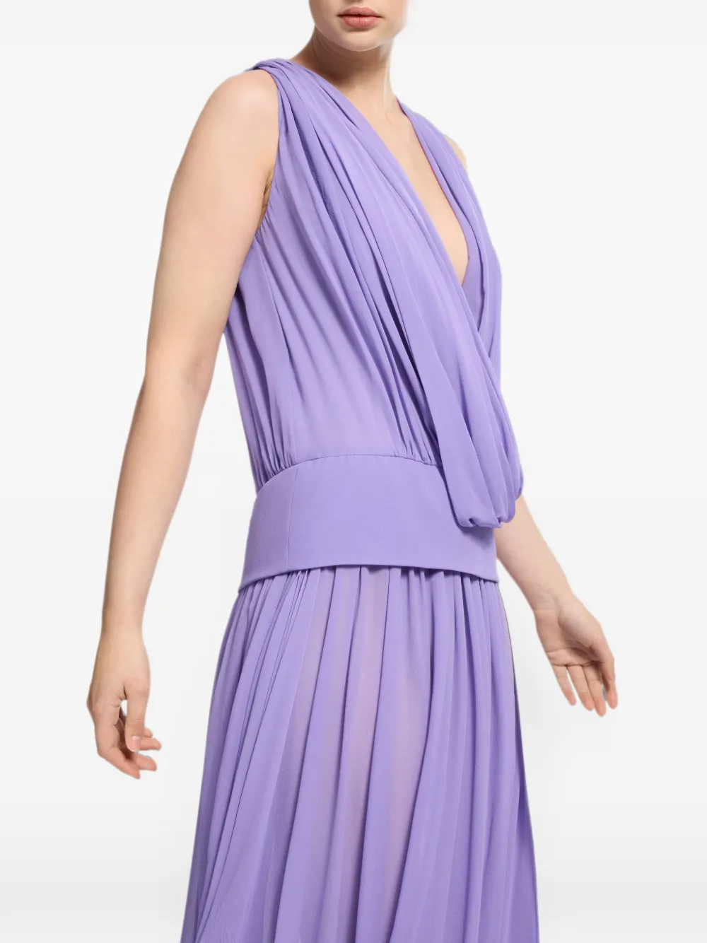Elie Saab Gedrapeerde zijden maxi-jurk Paars