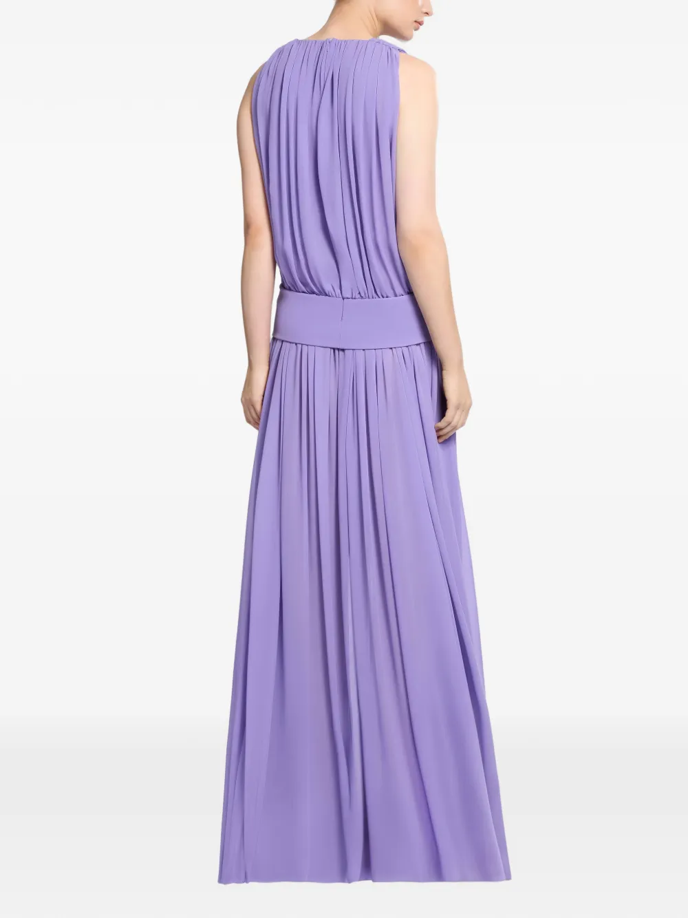 Elie Saab Gedrapeerde zijden maxi-jurk Paars