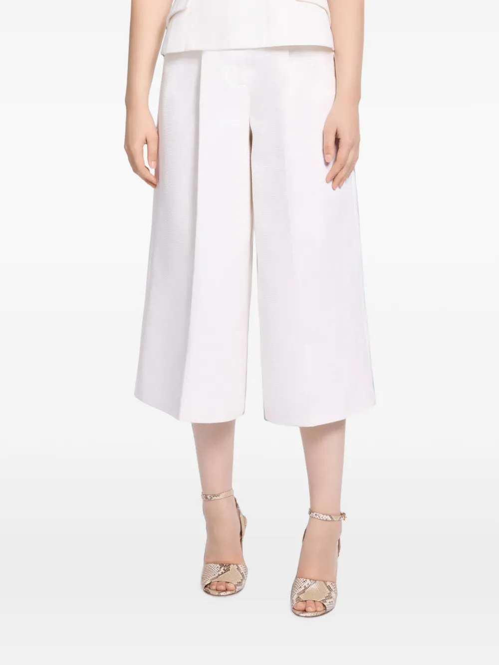 Elie Saab Katoenen piqué cropped broek Wit