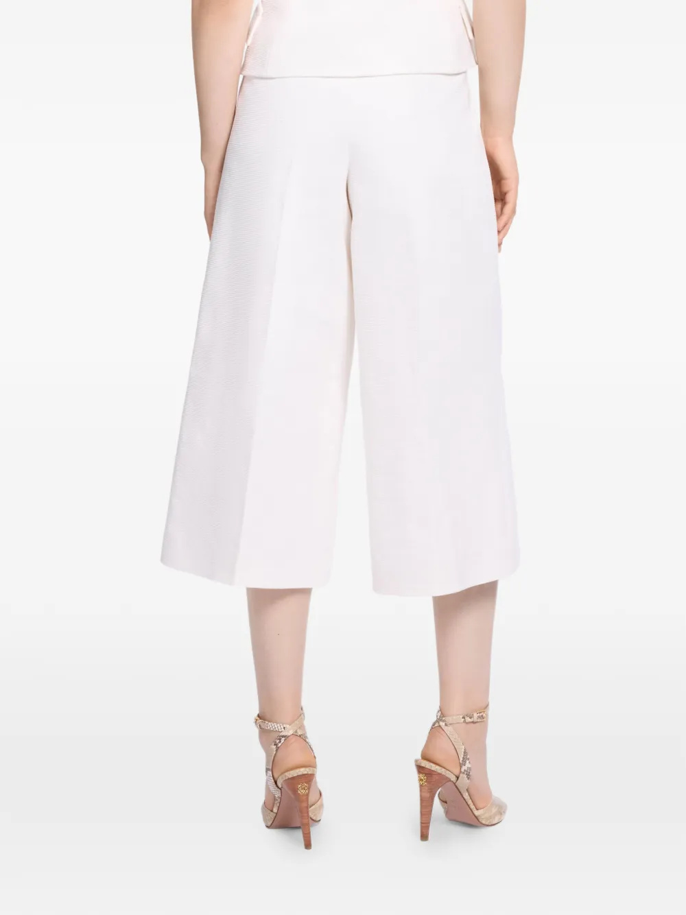 Elie Saab Katoenen piqué cropped broek Wit
