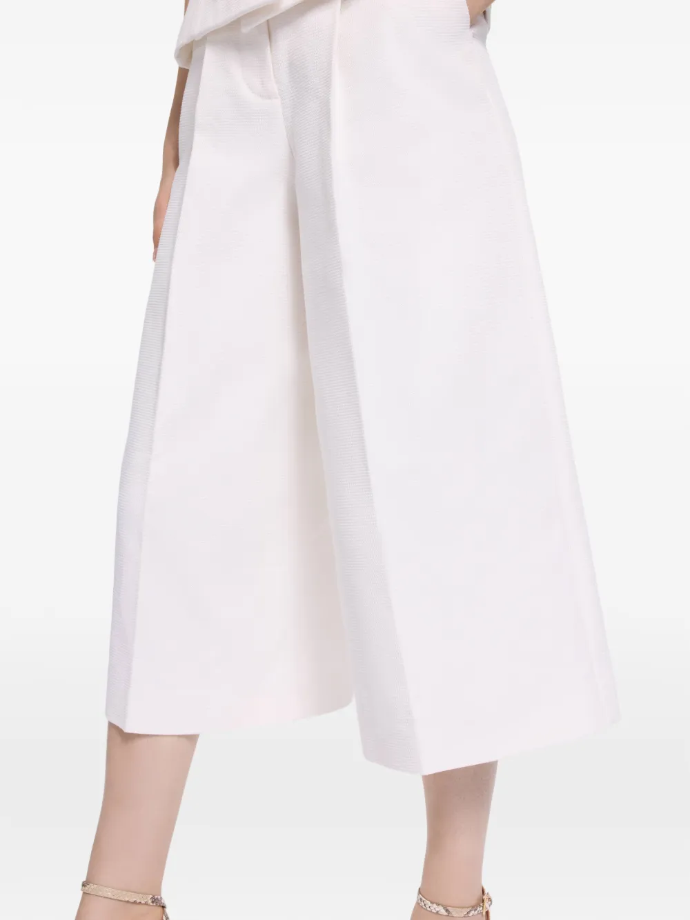 Elie Saab Katoenen piqué cropped broek Wit