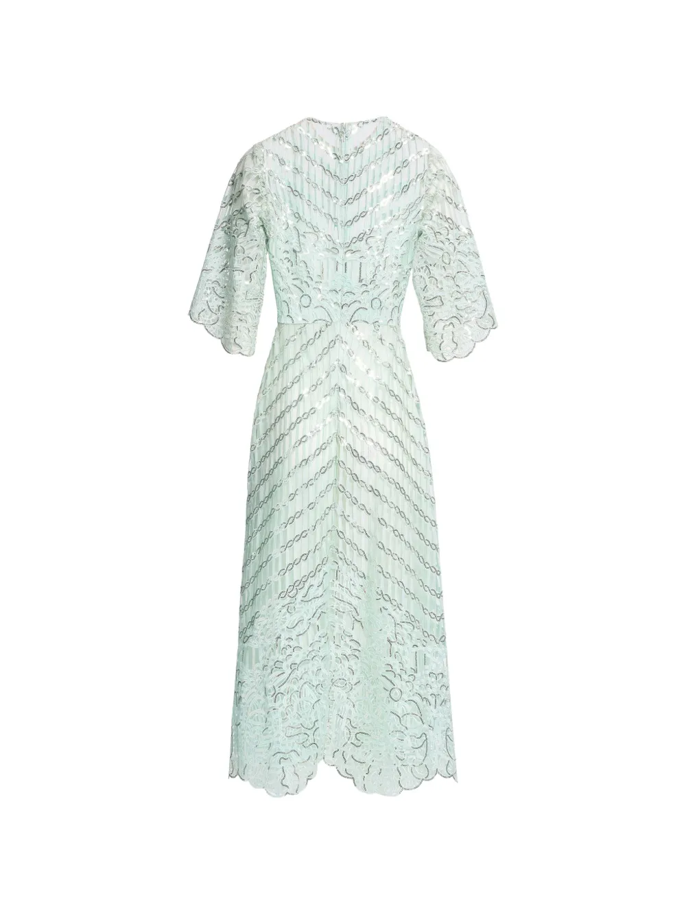 Elie Saab Midi-jurk verfraaid met pailletten en kant Groen