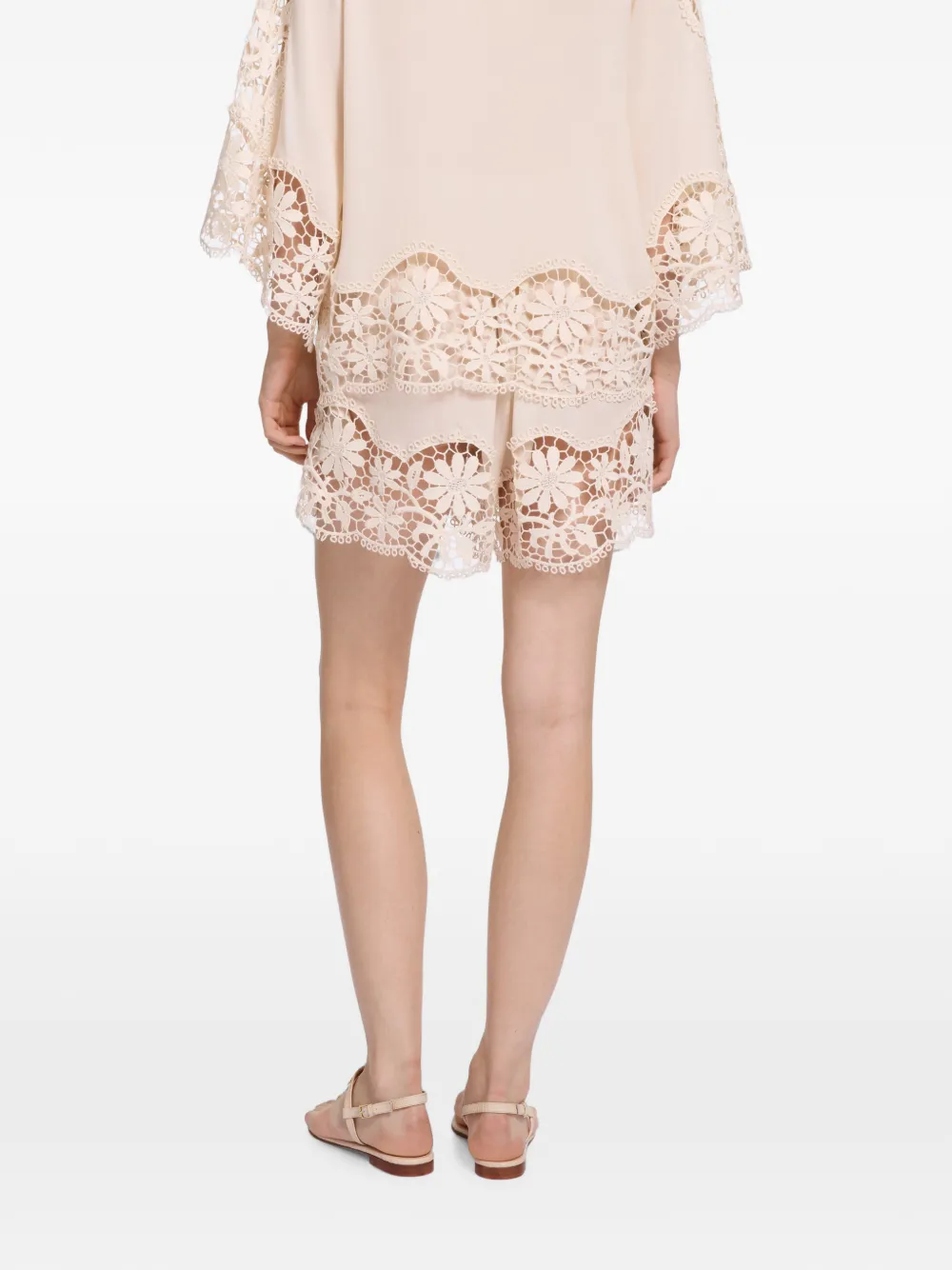Elie Saab Macramé zijden shorts Beige