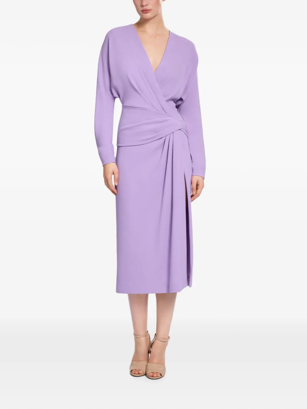Elie Saab Cady midi-jurk met zijsplit Paars