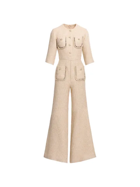 Elie Saab python-print tweed jumpsuit