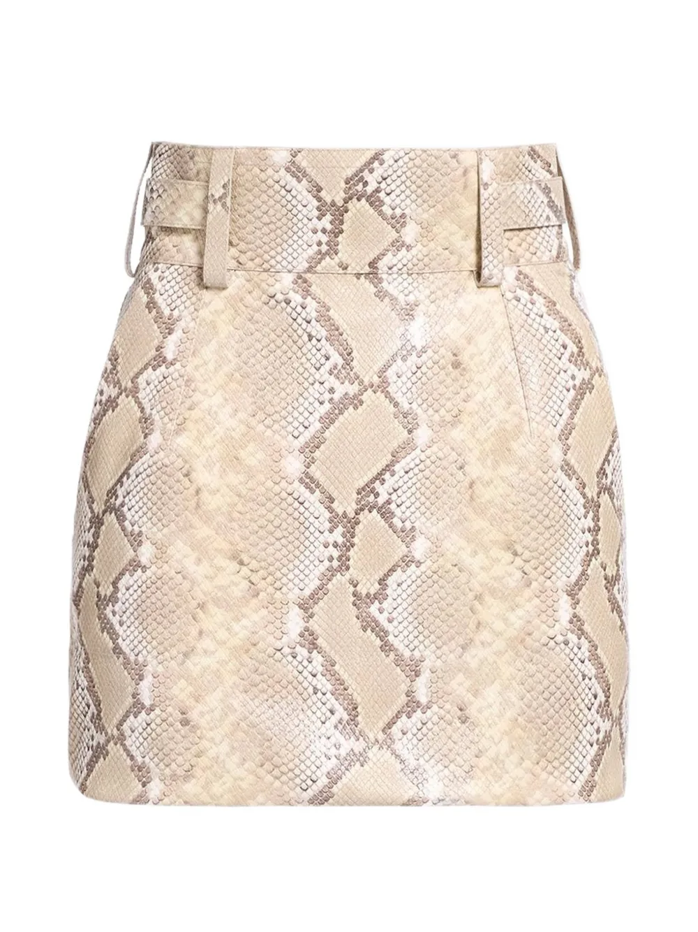 Elie Saab python-print belted mini skirt - Neutrals
