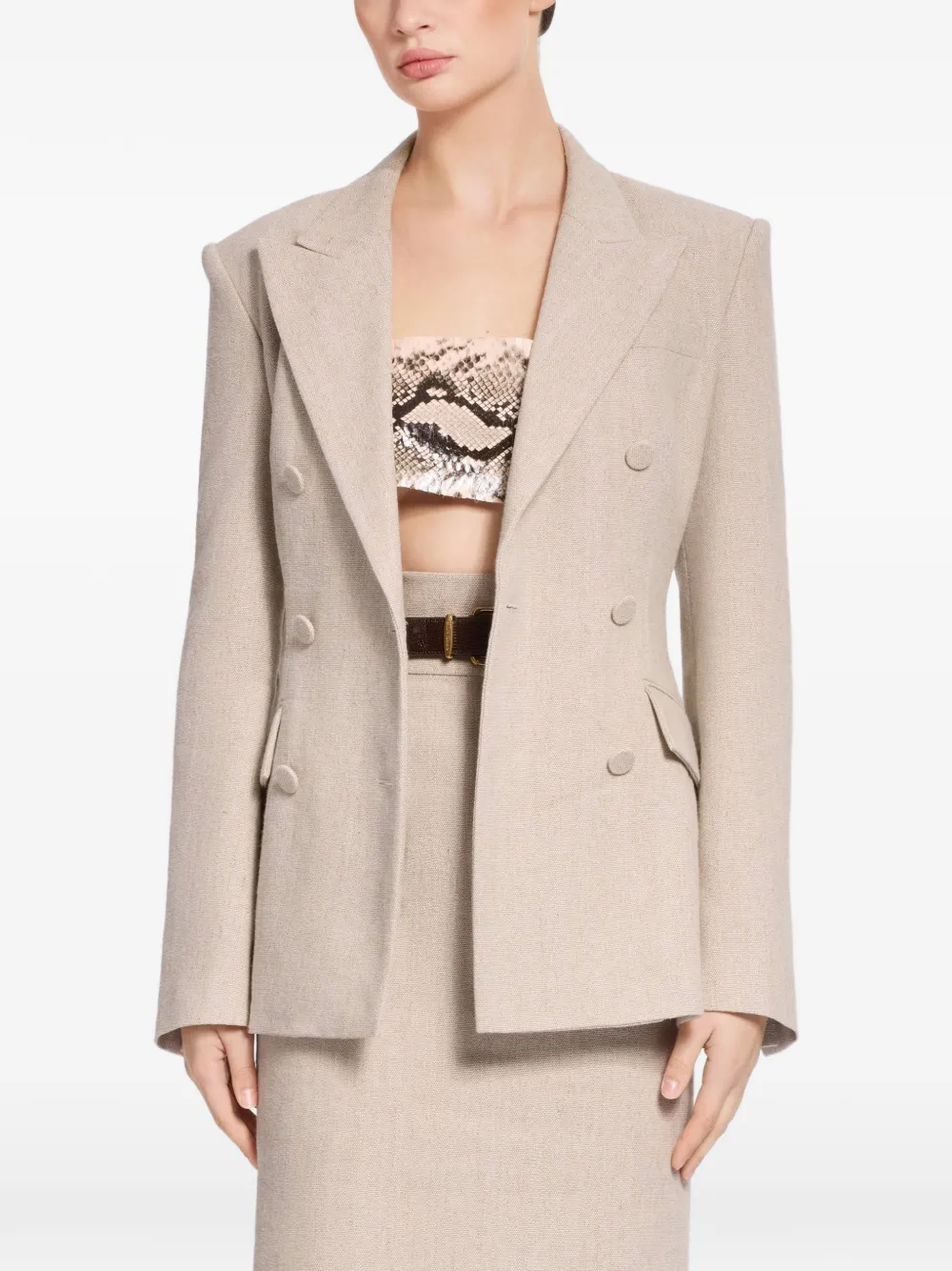 Elie Saab Blazer met dubbele rij knopen Beige