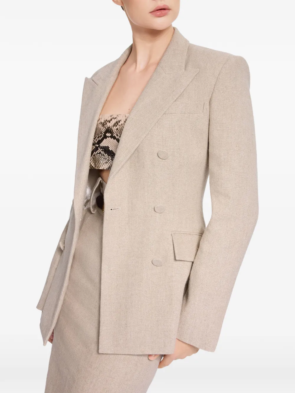 Elie Saab Blazer met dubbele rij knopen Beige