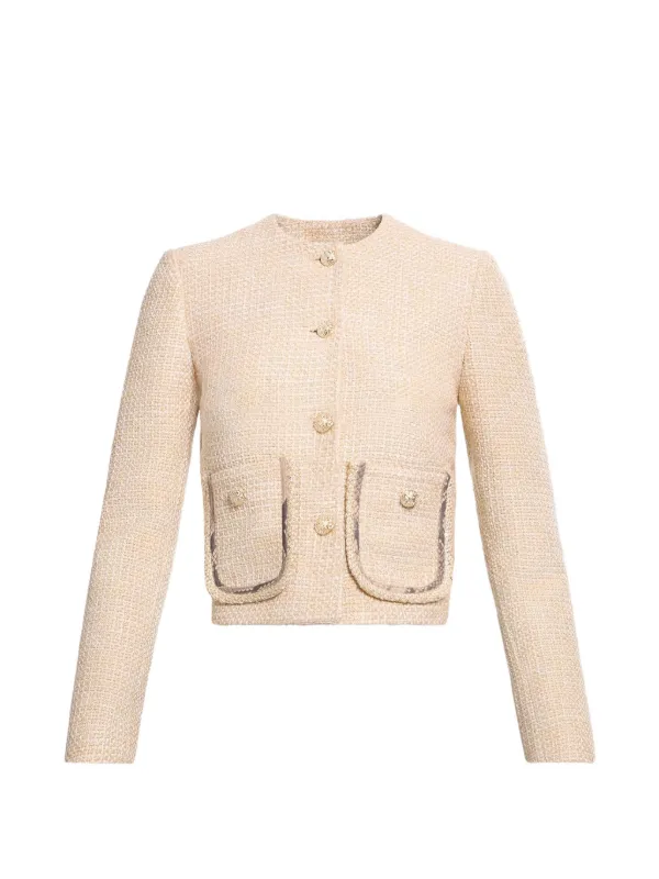Elie Saab Python-print Tweed Jacket in Neutrals