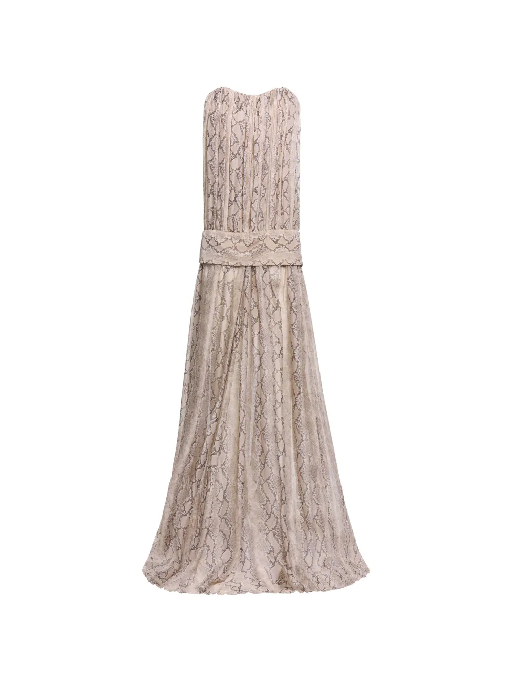 Elie Saab Zijden maxi-jurk met pythonprint Beige