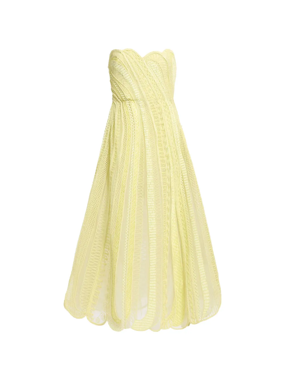 Elie Saab Schulterfreies Midikleid mit Stickerei - Gelb