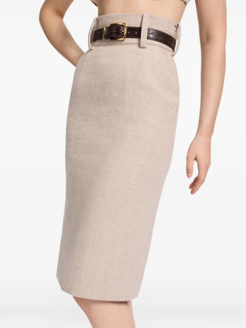 Elie Saab Midi-kokerrok met ceintuur Beige