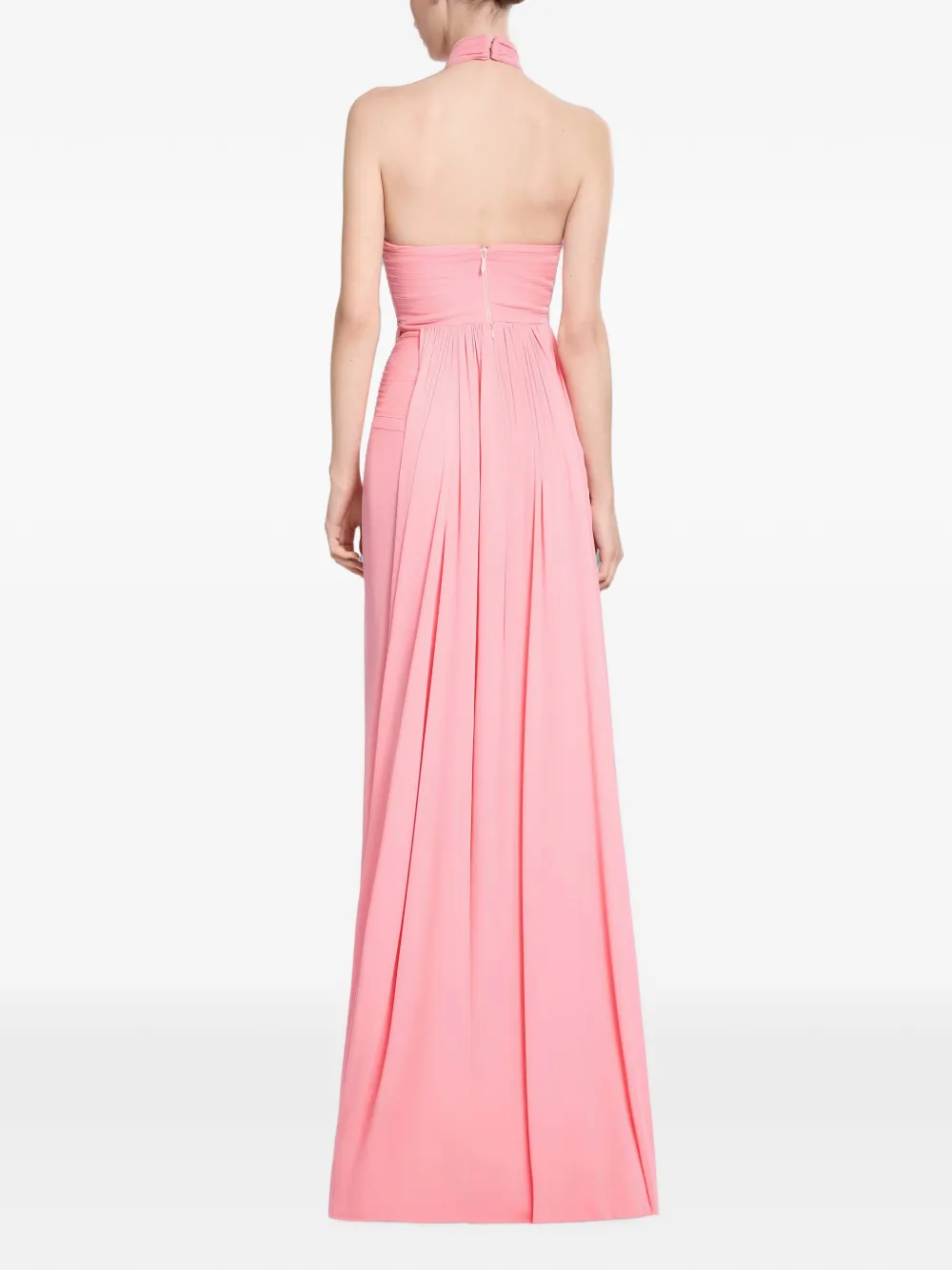Elie Saab Gedrapeerde maxi-jurk met halternek Roze